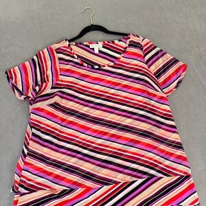 Dana Buchman Women's Colorful Diagonal Lines Blouse/Top/Shirt- Size 1X
